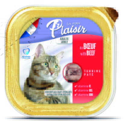 plaisir - פלז'יר מעדן לחתול 100 גרם בטעם בקר