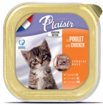 plaisir מעדן לגורי חתולים בטעם עוף וחלב 100 גרם