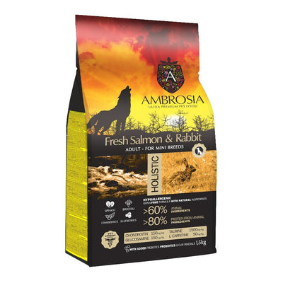 אמברוסיה מזון לכלב בוגר רגיש גזע קטן סלמון וארנבת 5 ק"ג