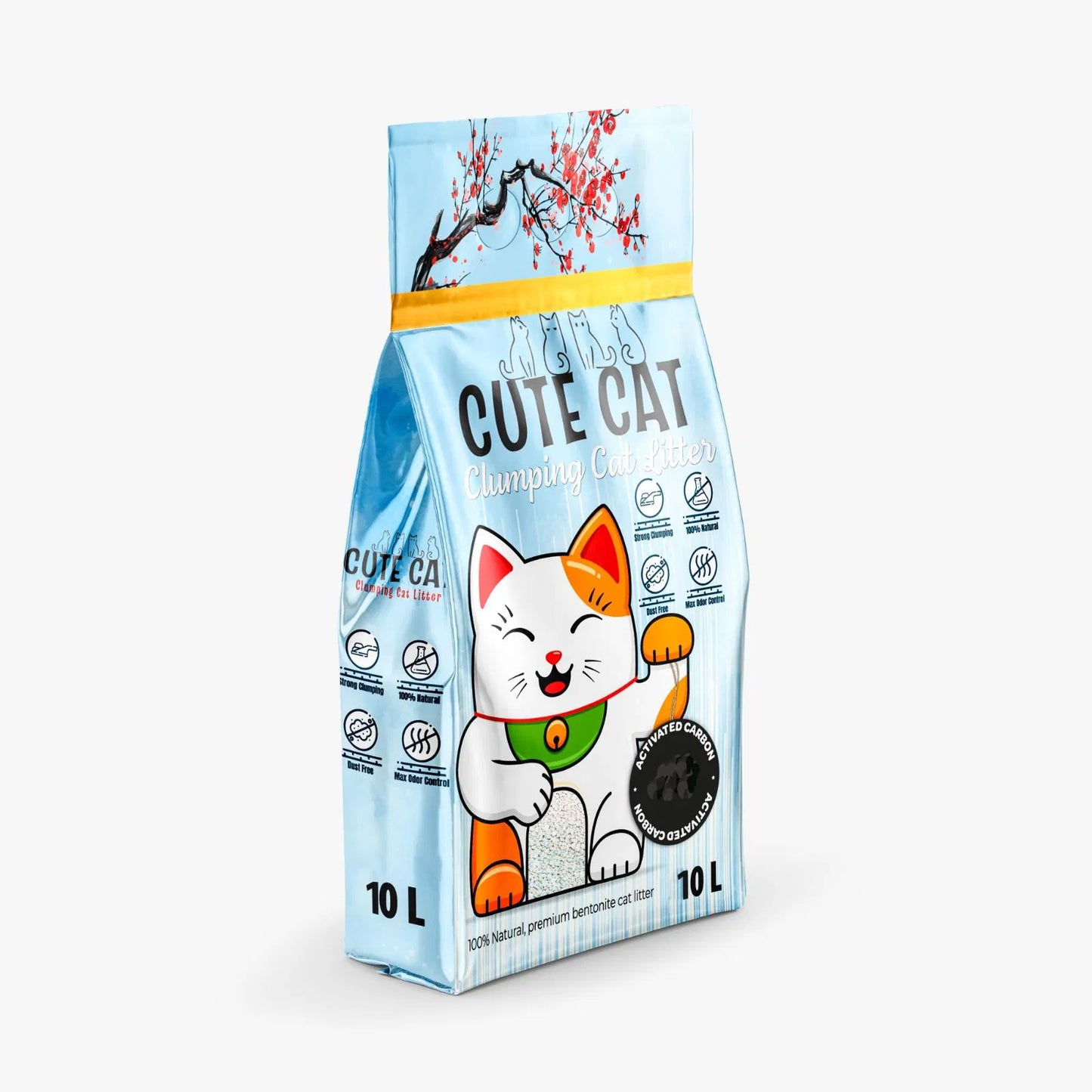 Cute Cat – חול בנטונייט פרימיום לחתולים 10 ליטר פחם פעיל