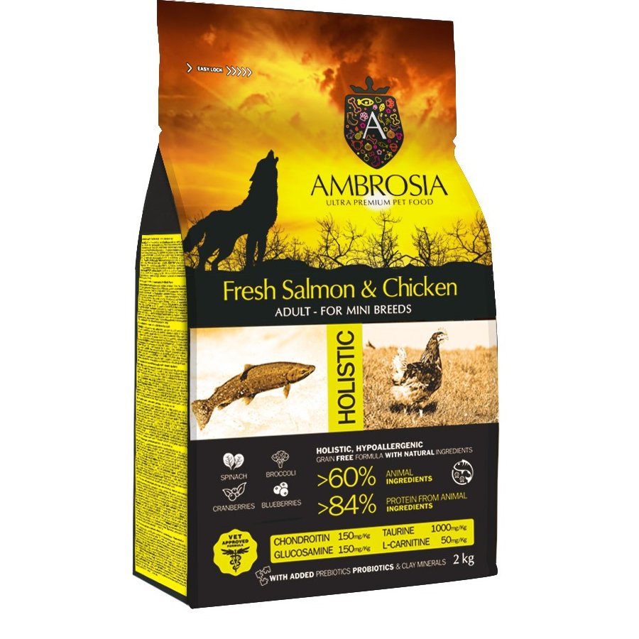 אמברוסיה מזון לכלב בוגר מיני, סלמון ועוף 6 ק"ג