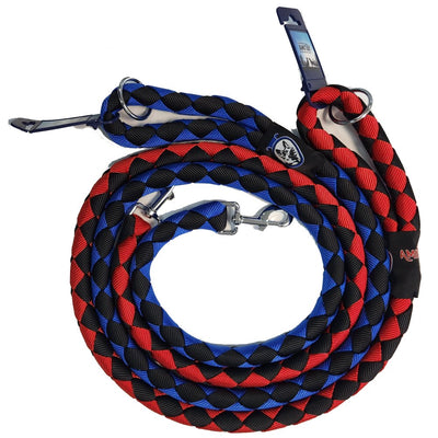 רצועת ניילון קלועה עבה צבעונית 1.60 מטר אדום כחול