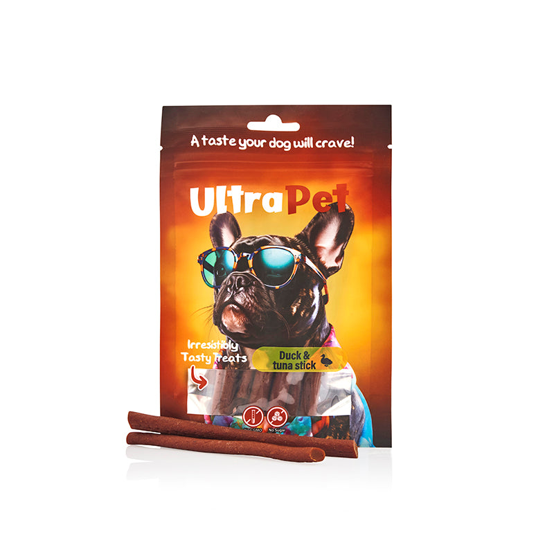 חטיף לכלב אולטרה פט מקלות ברווז וטונה 80 גרם