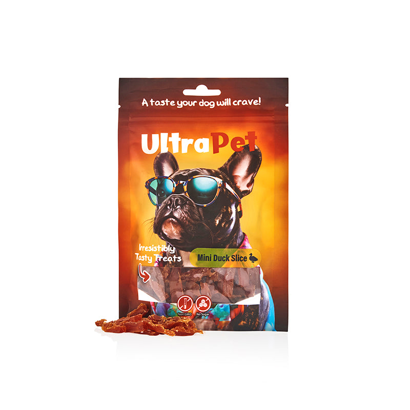 חטיף לכלב אולטרה פט מיני רצועות ברווז 80 גרם