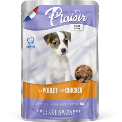 נתחים עם עוף ברוטב – שקית 100 גרם לגורים