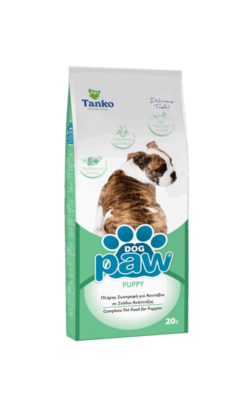 Paw Puppy Growth – מזון יבש מלא לגורי כלבים 20 ק"ג + 5 חטיפים מתנה