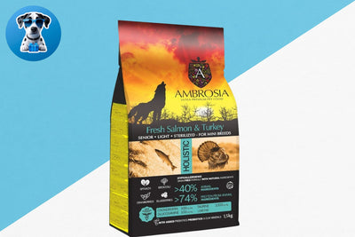 אמברוסיה מזון לכלב סניור (מבוגר) גזע קטן סטרלייז לייט סלמון והודו 5 ק"ג