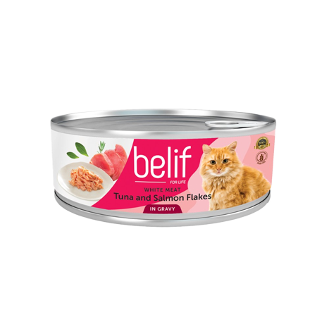 belif בליף מעדן טונה ופתיתי סלמון ברוטב- 80 גרם