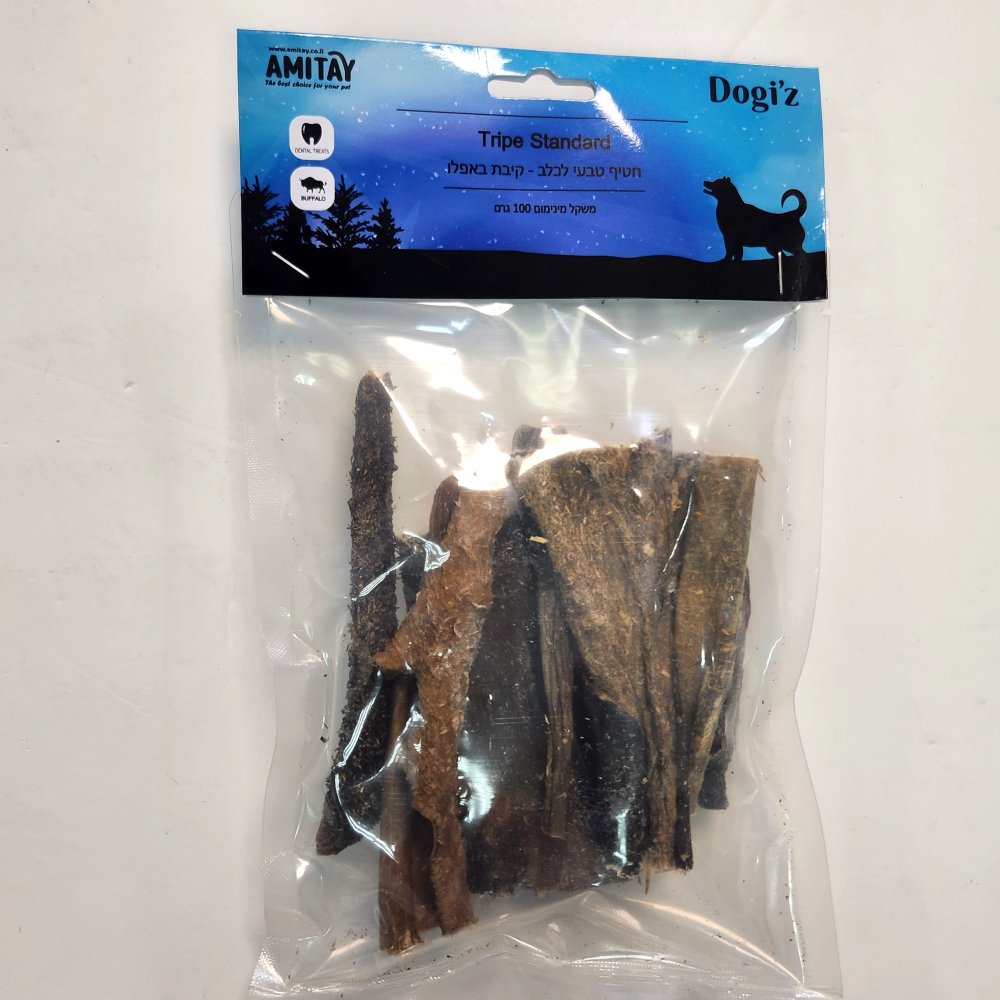 חטיף טבעי לכלב קיבת באפלו 100 גרם
