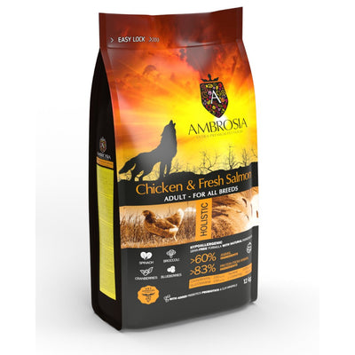 אמברוסיה מזון לכלב בוגר עוף וסלמון 12 ק"ג