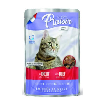 plaisir פאוץ' לחתול  בטעם בקר והודו