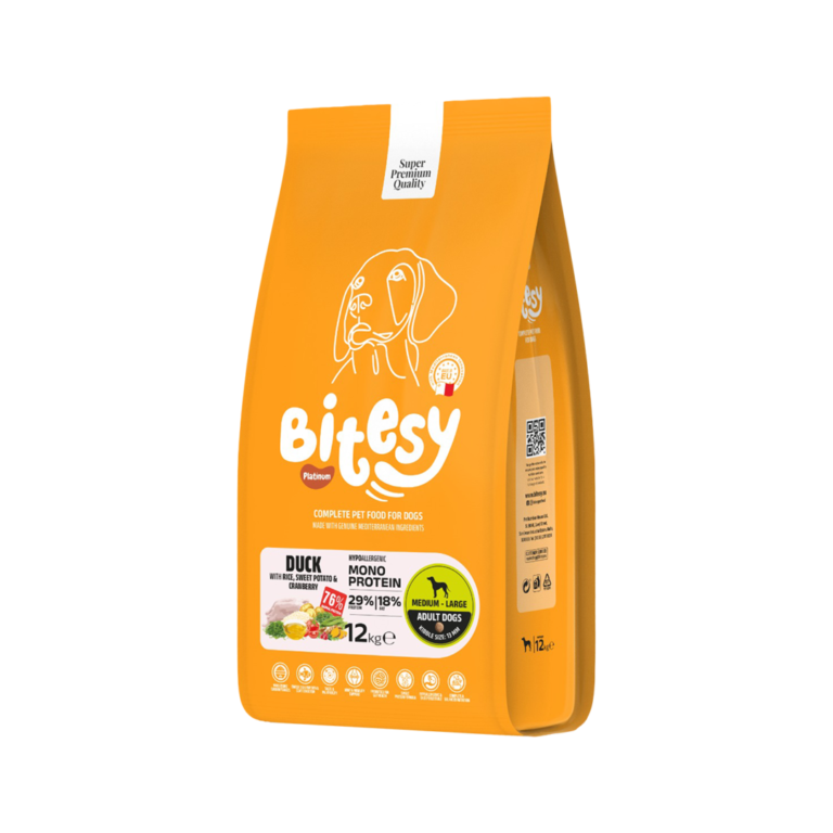 Bitesy  בייטסי ברווז עם אורז בטטה וחמוציות 12 ק"ג + 5 חטיפים מתנה