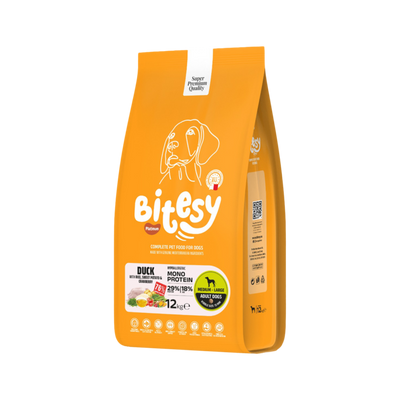 Bitesy  בייטסי ברווז עם אורז בטטה וחמוציות 12 ק"ג + 5 חטיפים מתנה