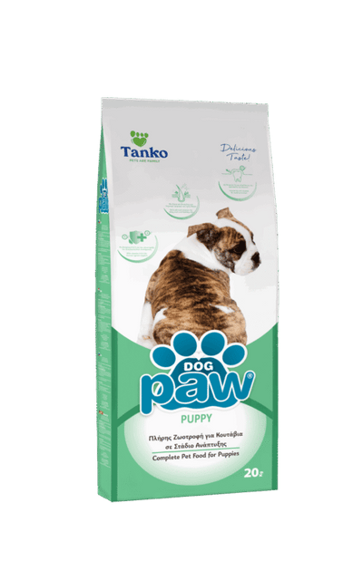 Paw Puppy Growth – מזון יבש מלא לגורי כלבים 20 ק"ג + 5 חטיפים מתנה