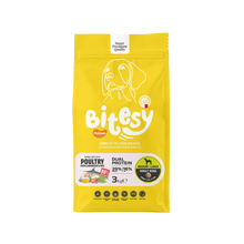 Bitesy מזון מלא לכלב בוגר עופות דג חרב ואורז 3 ק"ג + 3 חטיפים מתנה