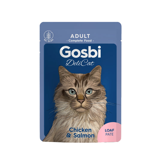 פאוץ' 70 גרם עוף וסלמון לחתול GOSBI